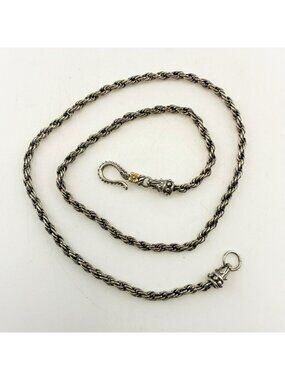 Barbara Bixby Necklace Rope Chain 18K Gold 925 Sterling Silver Twisted 18" Hook